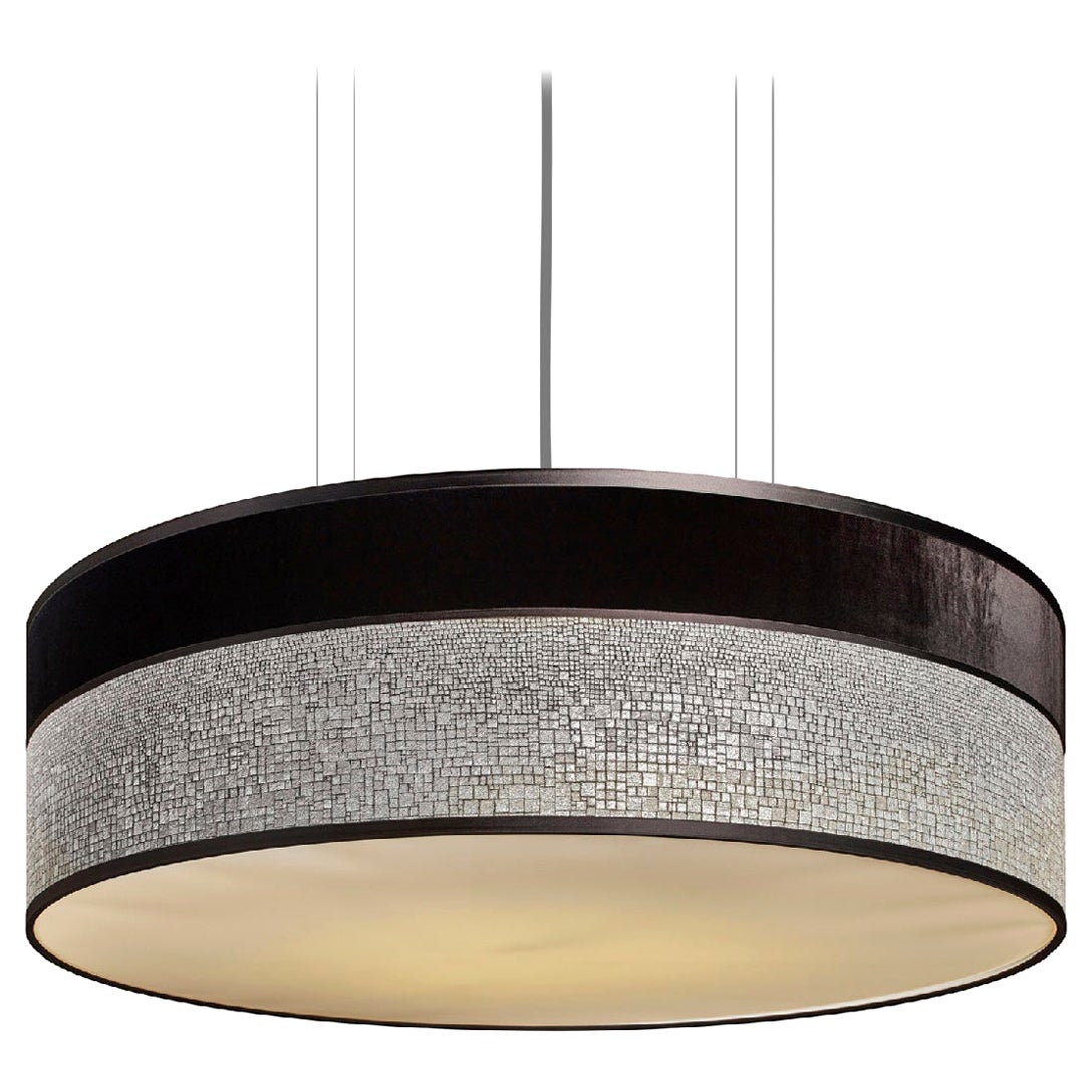 Stylish Ceiling Lamp with Shade in Fabric and Metal frame in Burnished