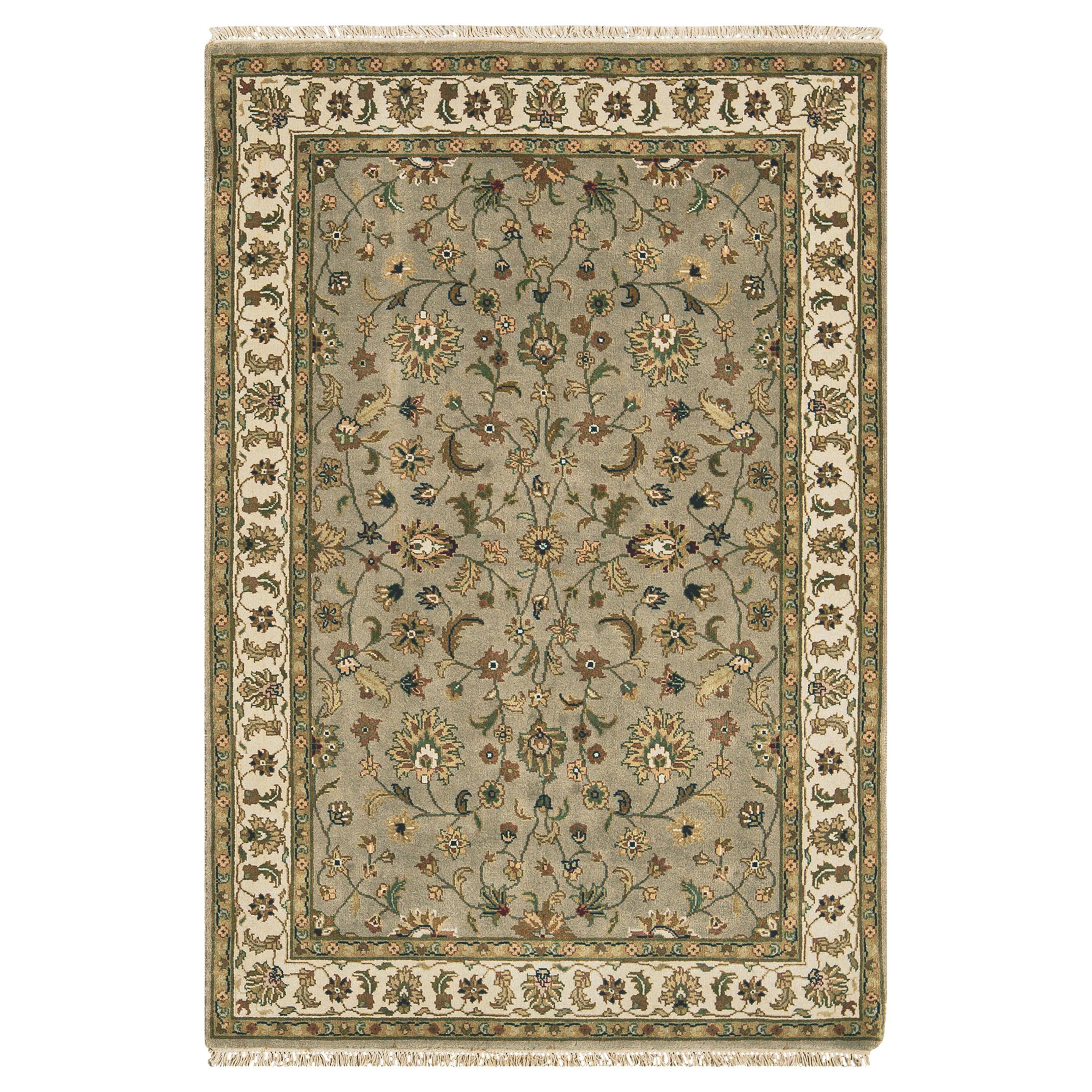 Alfombra tradicional tejida a mano en lana de lujo Beige / Crema