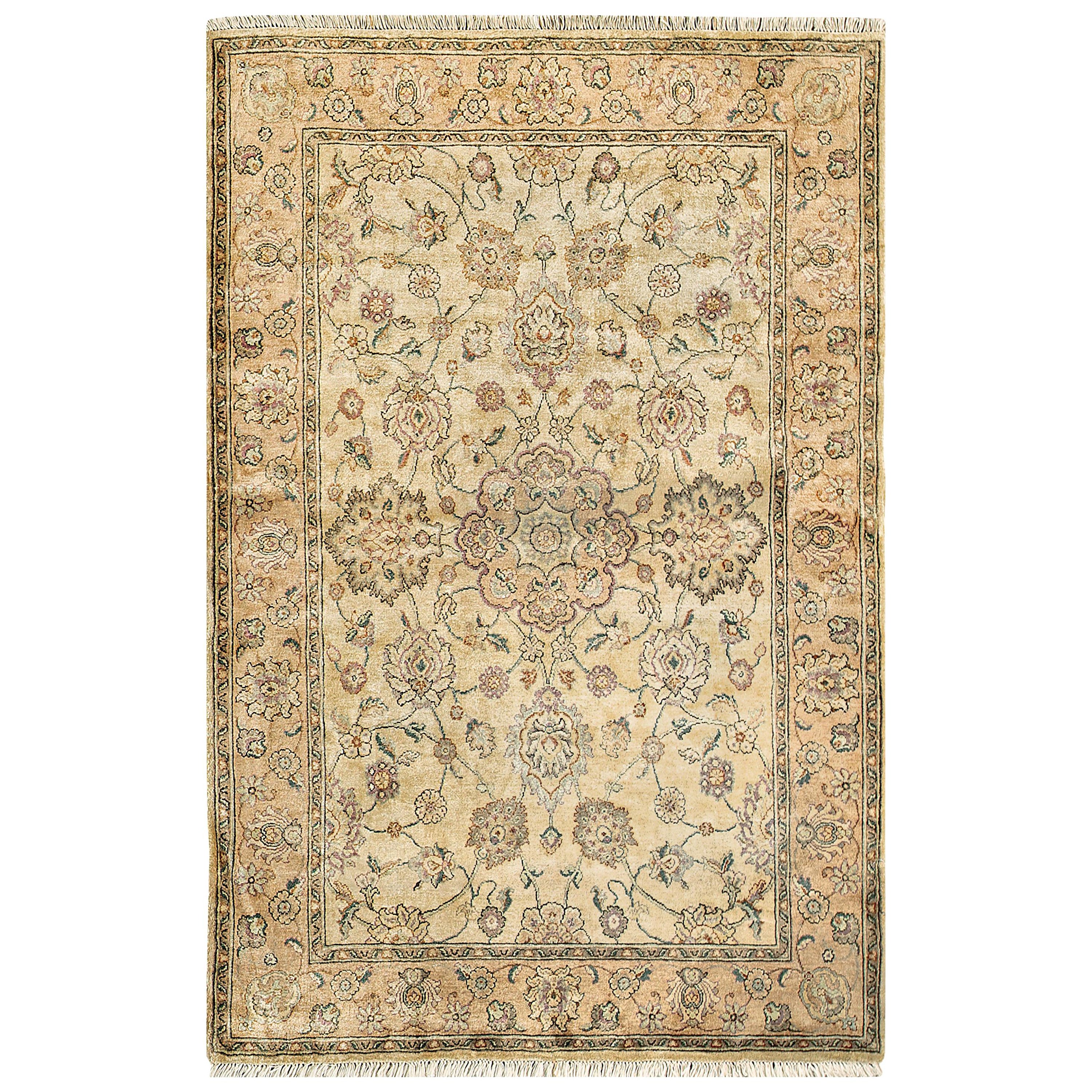 Traditioneller handgewebter luxuriöser Teppich aus Wolle in Kamel / Kamel 4''2x5''10 im Angebot