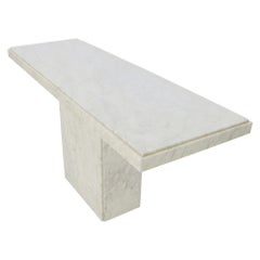 Used Rectangle White Marble Top Pedestal Base Console Sofa Table