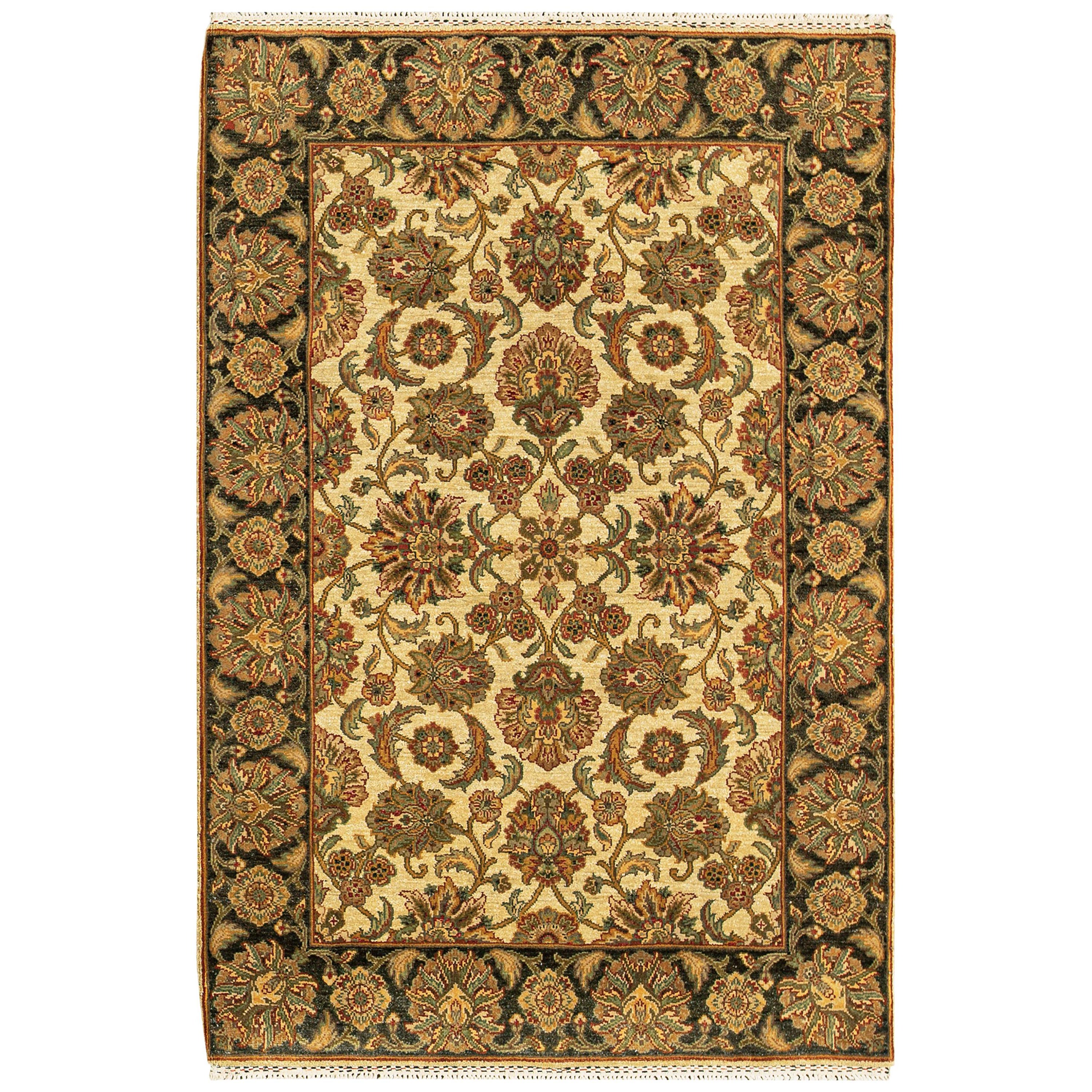 Traditional Handwoven Luxury Wool Gold / Black Area Rug For Sale