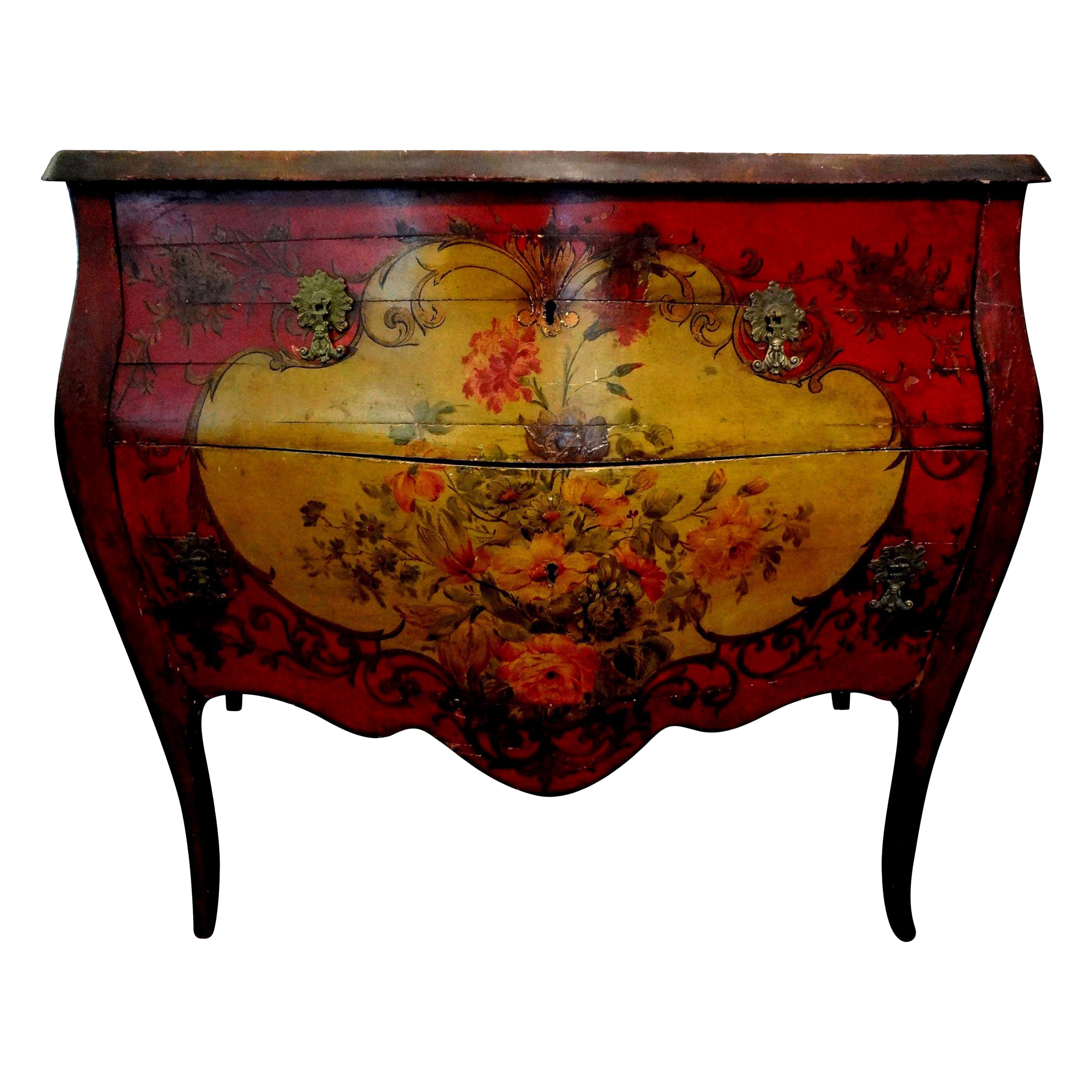 19th Century Venetian Painted Commode Or Chest For Sale