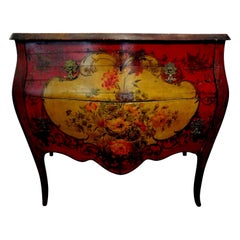 Antique 19th Century Venetian Painted Commode Or Chest