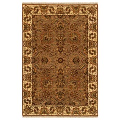 Traditional Handwoven Luxury Wool Brown / Ivory Area Rug