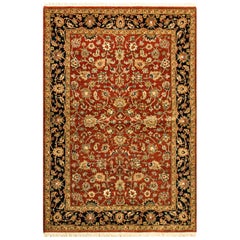 Traditioneller handgewebter luxuriöser roter / schwarzer Teppich aus Wolle 3''11x5''7