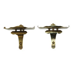 Pair of Brass Pagoda Form Wall Brackets, Style of James Mont