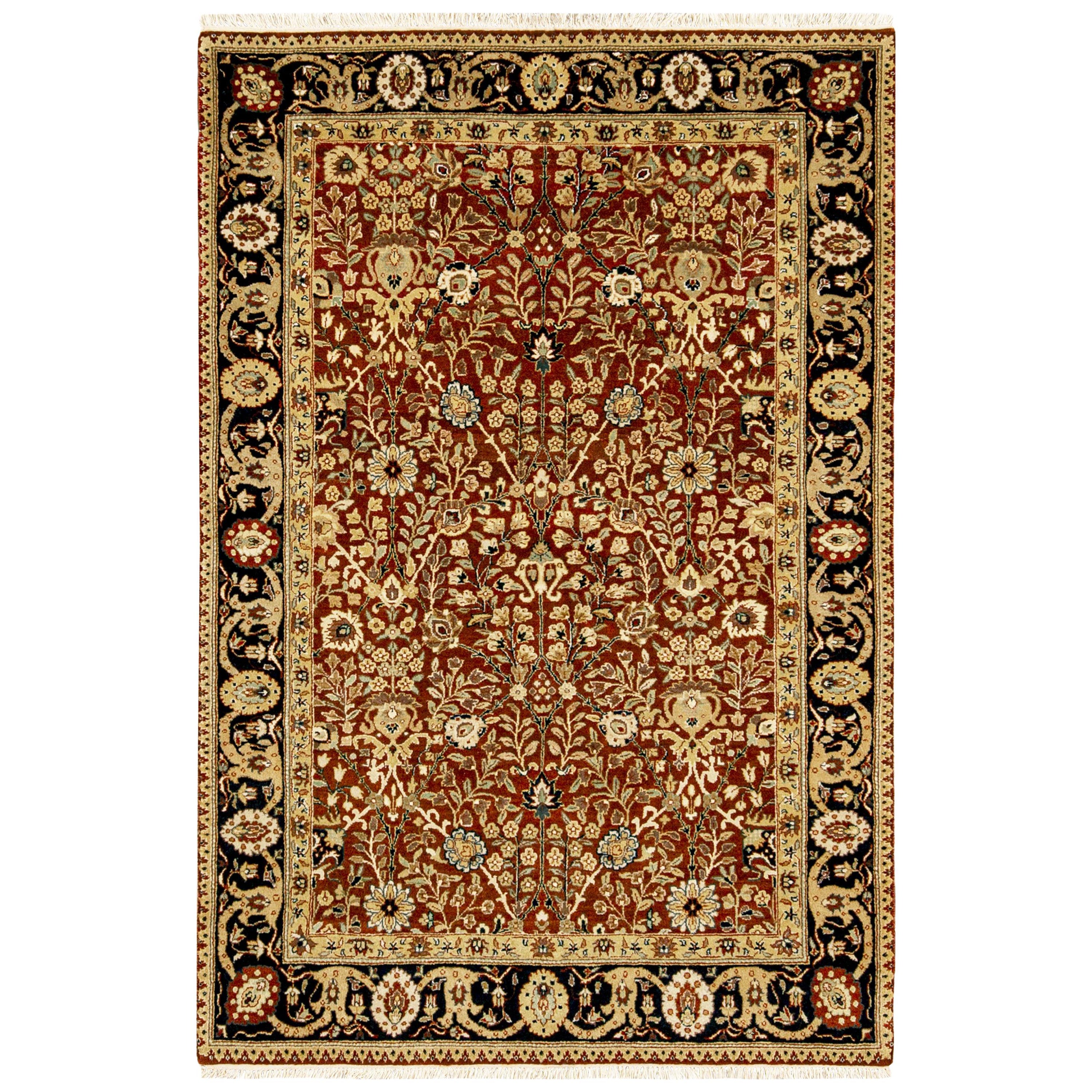 Traditional Handwoven Luxury Wool Rust / Black Area Rug For Sale