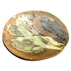 Peter Voulkos Signed Mid-Century Modern Glazed Stoneware Plate Charger, 1961