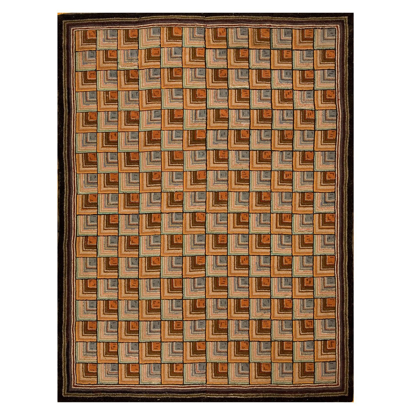 Early 20th Century American Hooked Rug ( 6'3" x 7'8" - 190 x 262 ) For Sale