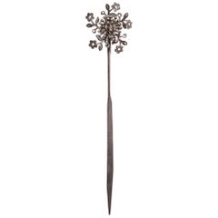 Chinese Art Deco Floral Silver Hairpin