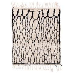 Vintage Square Ivory Azilal Moroccan Berber Rug