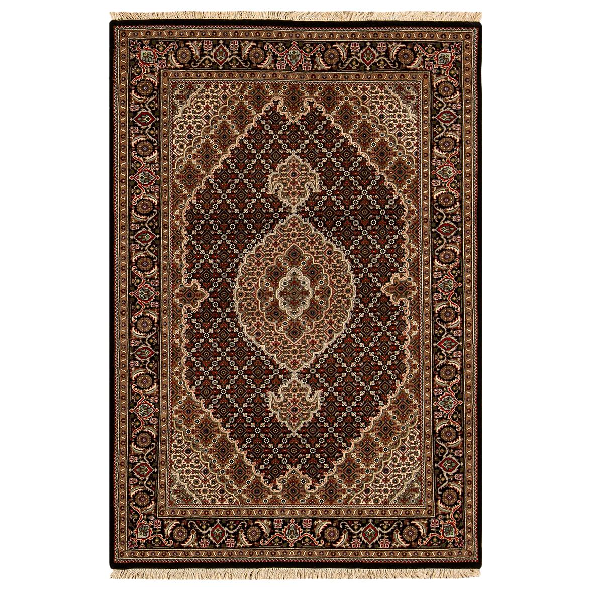 Traditional Handwoven Luxury Wool Black / Black Area Rug For Sale