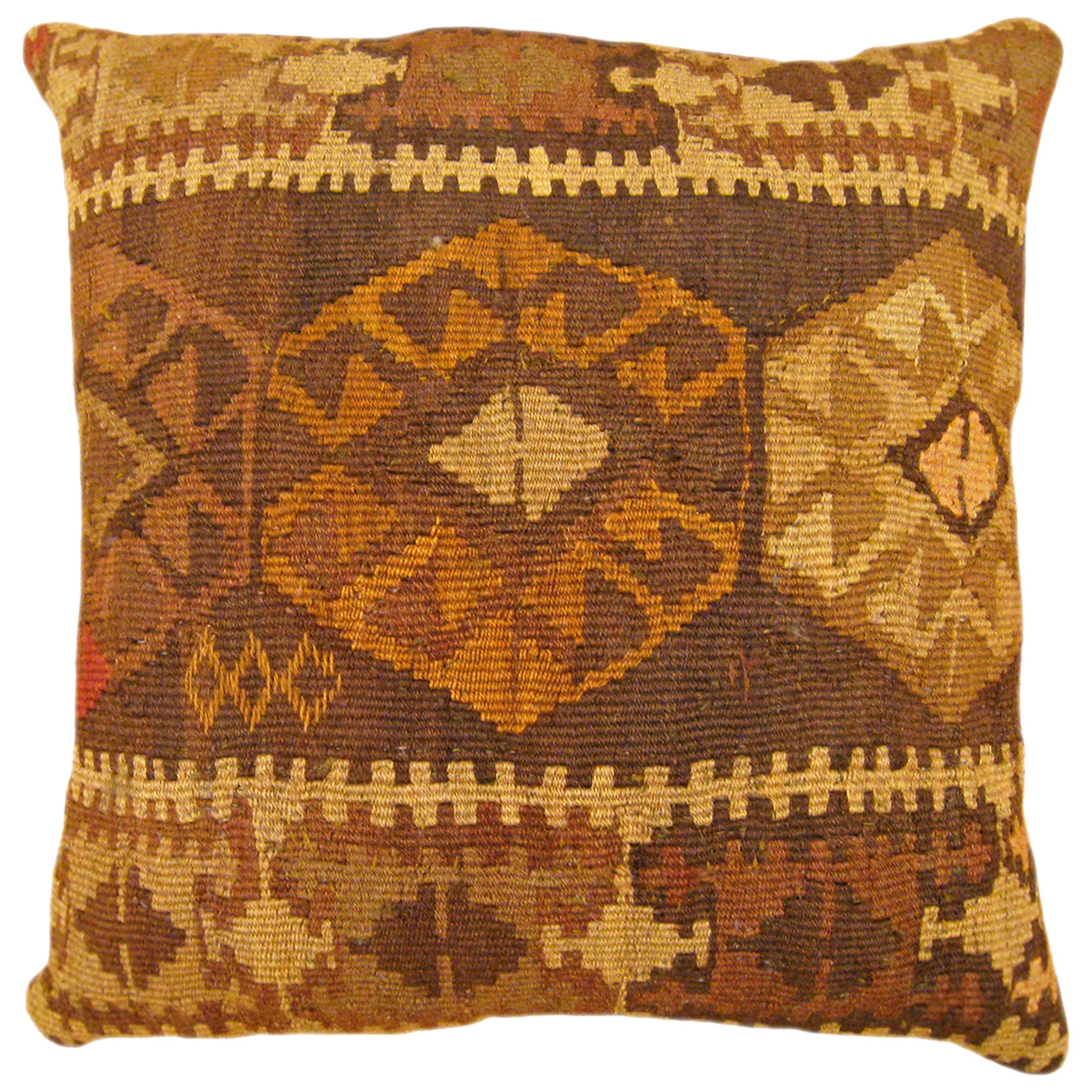 Vintage Decorative Turkish Kilim Antique Persian Rug Throw Pillow