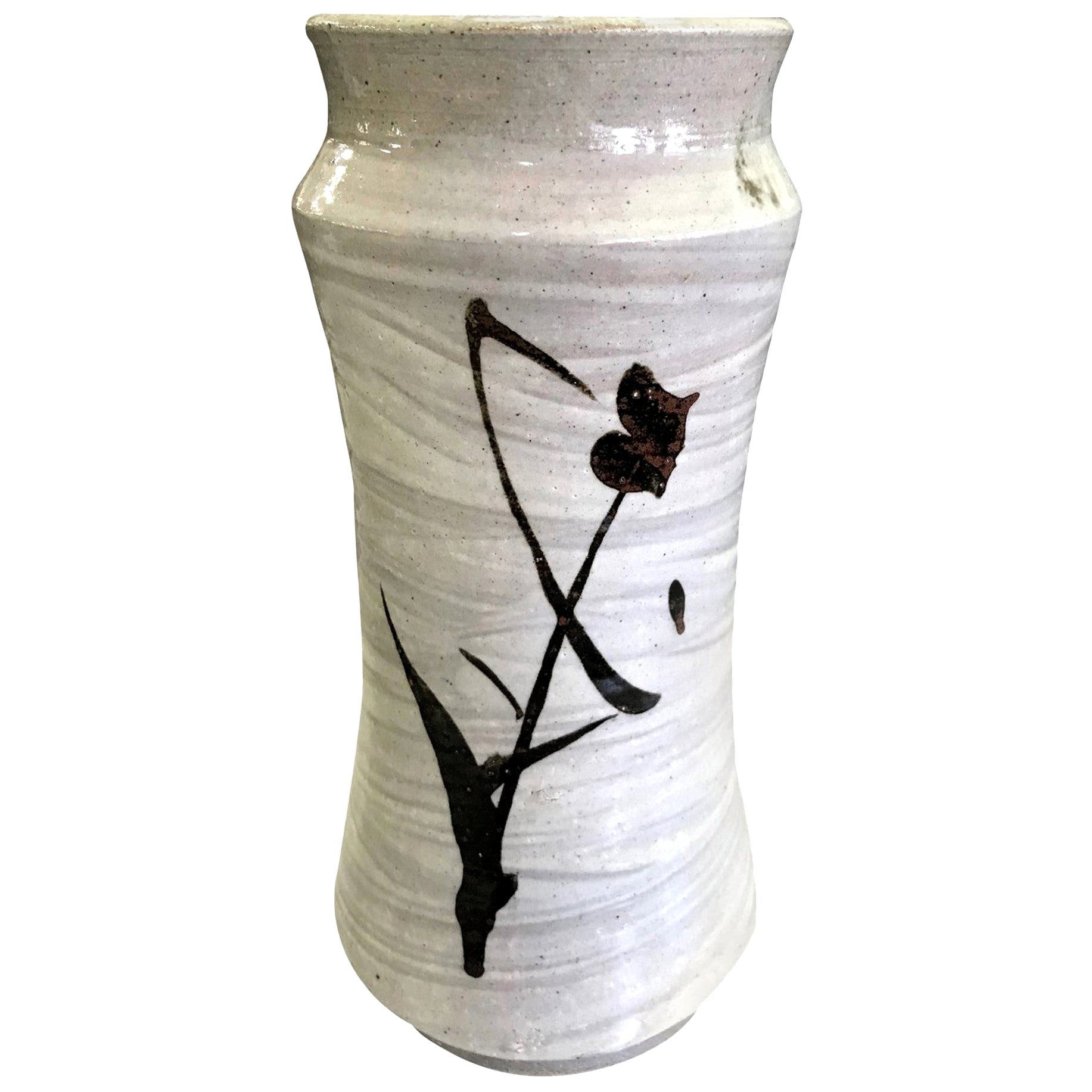 Shoji Hamada Japanese Glazed Tetsue Hakeme Vase with Original Signed Sealed Box