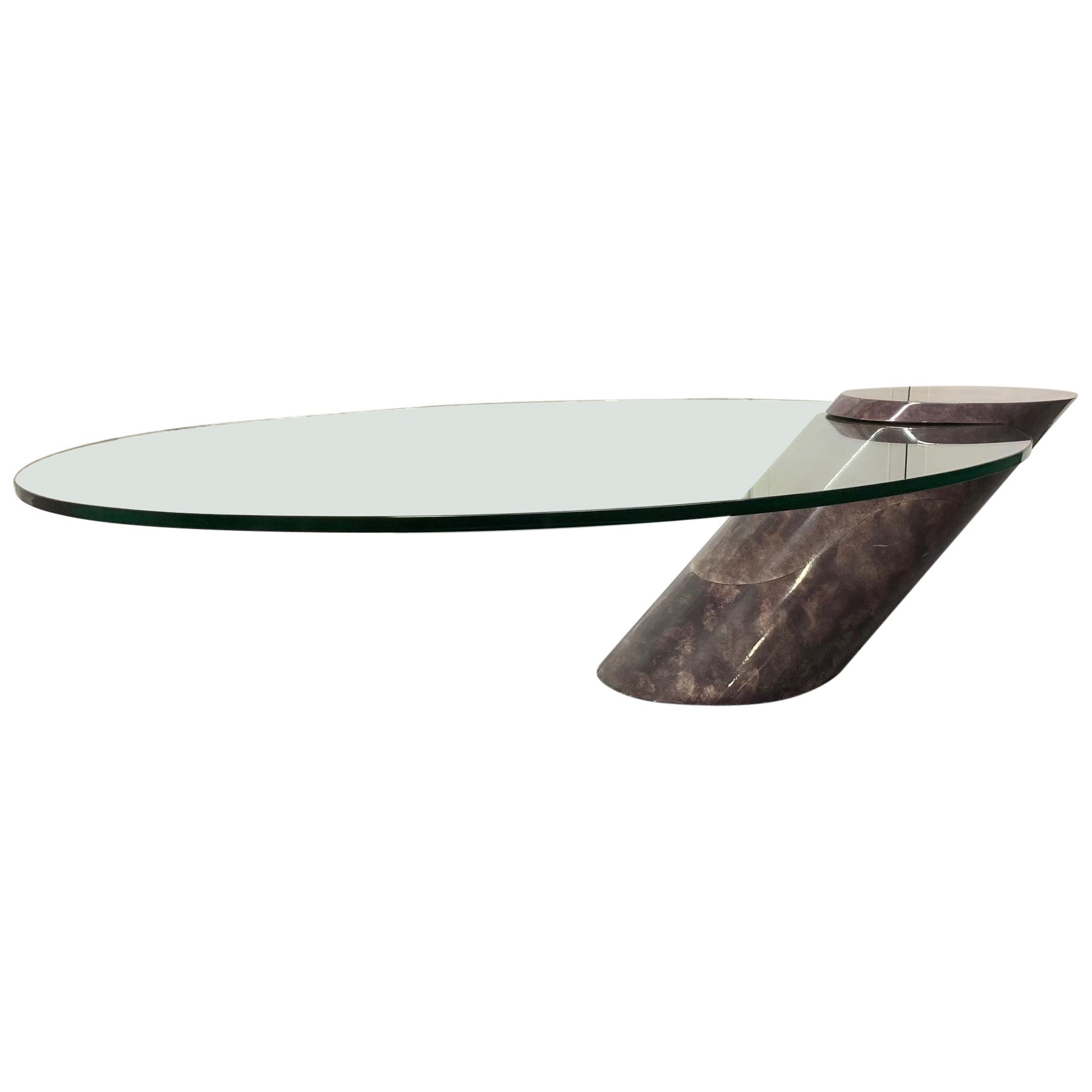 Karl Springer Style Goatskin Cantilevered Coffee Table