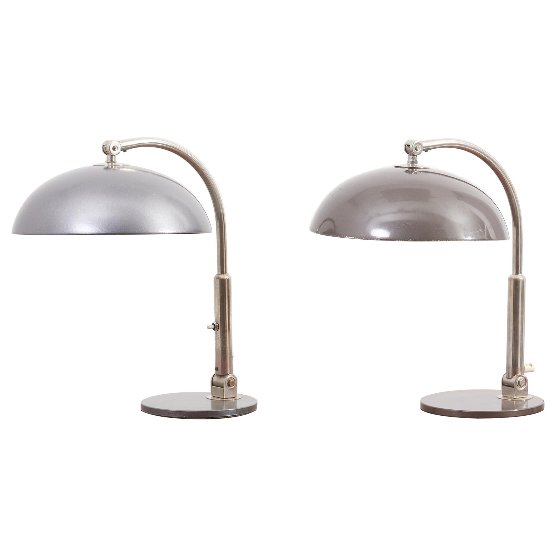 Pair of Steel Table Lamps, 1950-1960s For Sale