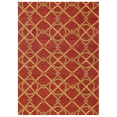 Luxus handgesponnener roter / goldener Teppich aus Wolle 10''x14''