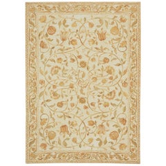 Tapis de luxe Savonnerie en laine ivoire/ivoire 7''11x9''10