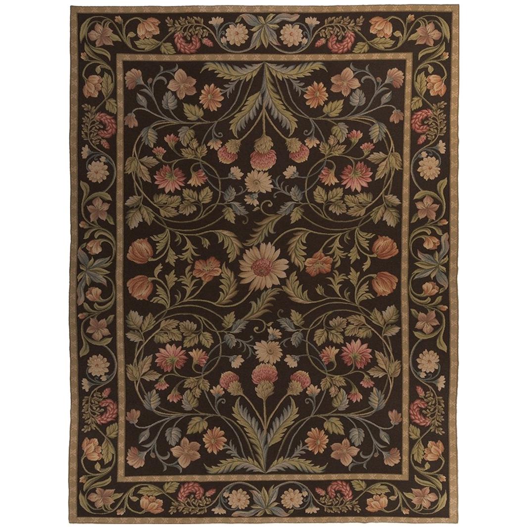 Lujosa alfombra de lana hilada a mano verde oscuro 10'2 "x14'6