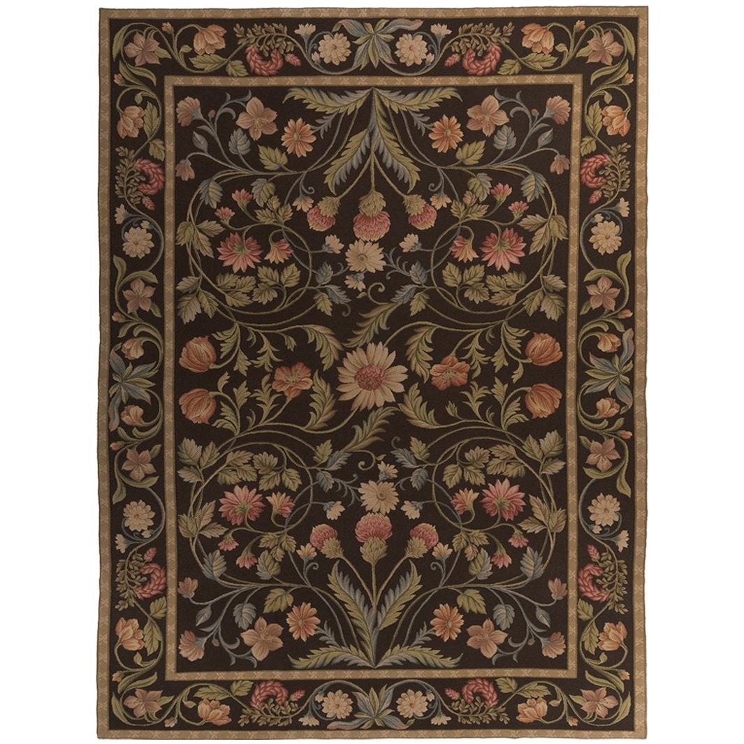 Luxury Handspun Wool Dark Green Area Rug 10'2"x14'6" For Sale