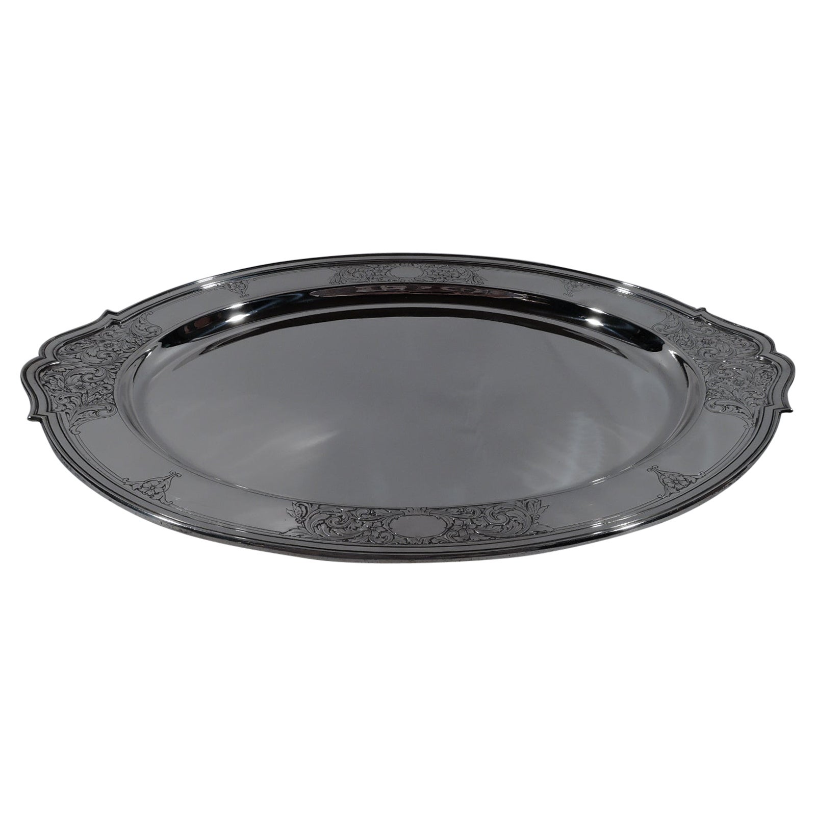 Antique Gorham Edwardian Regency Sterling Silver Platter Tray For Sale