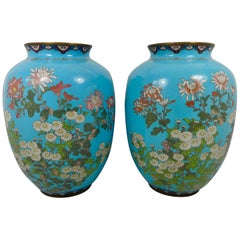 Pair of large Japanese cloisonne vases, c. 1890. Meiji Period.
