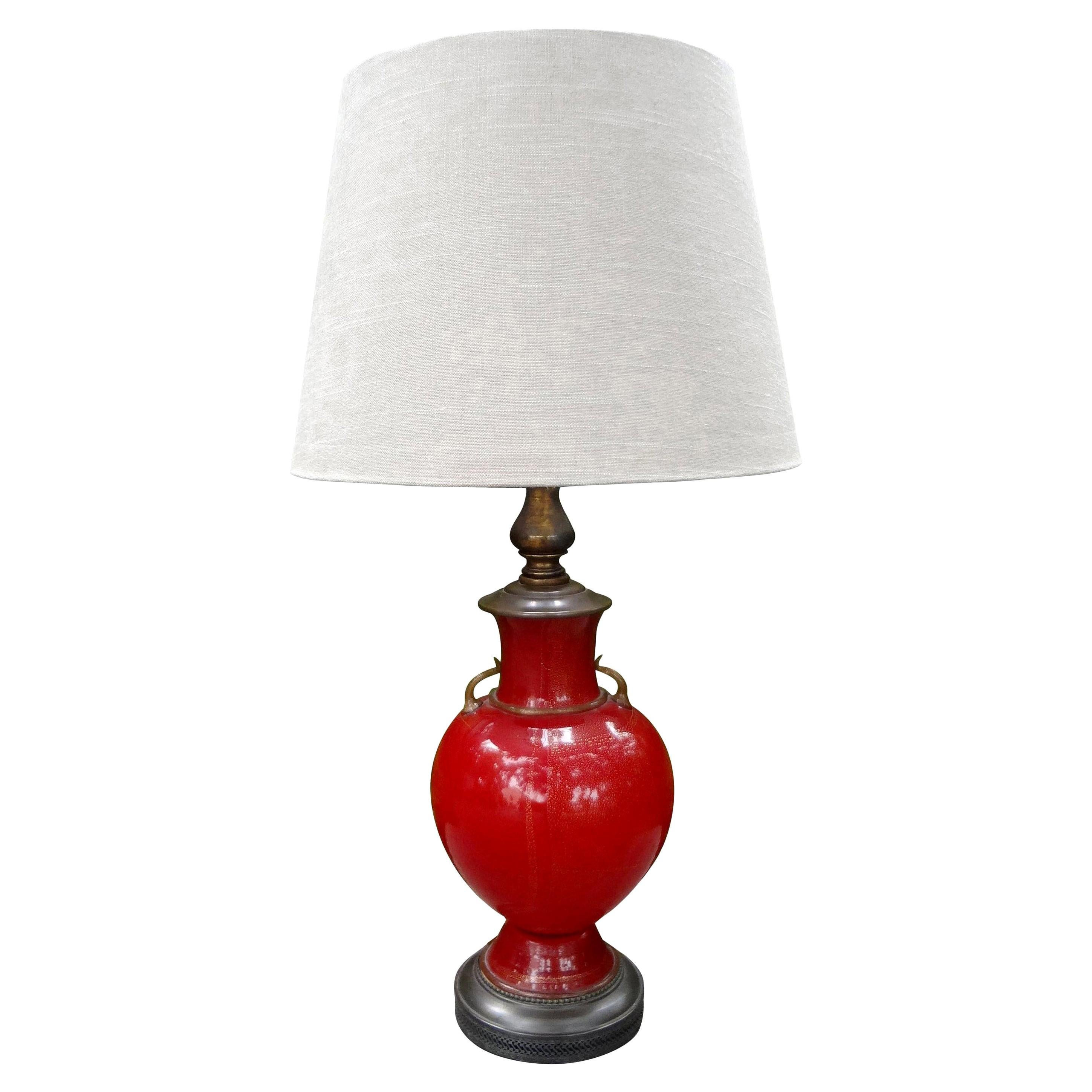 Red Murano Glass Lamp by Seguso