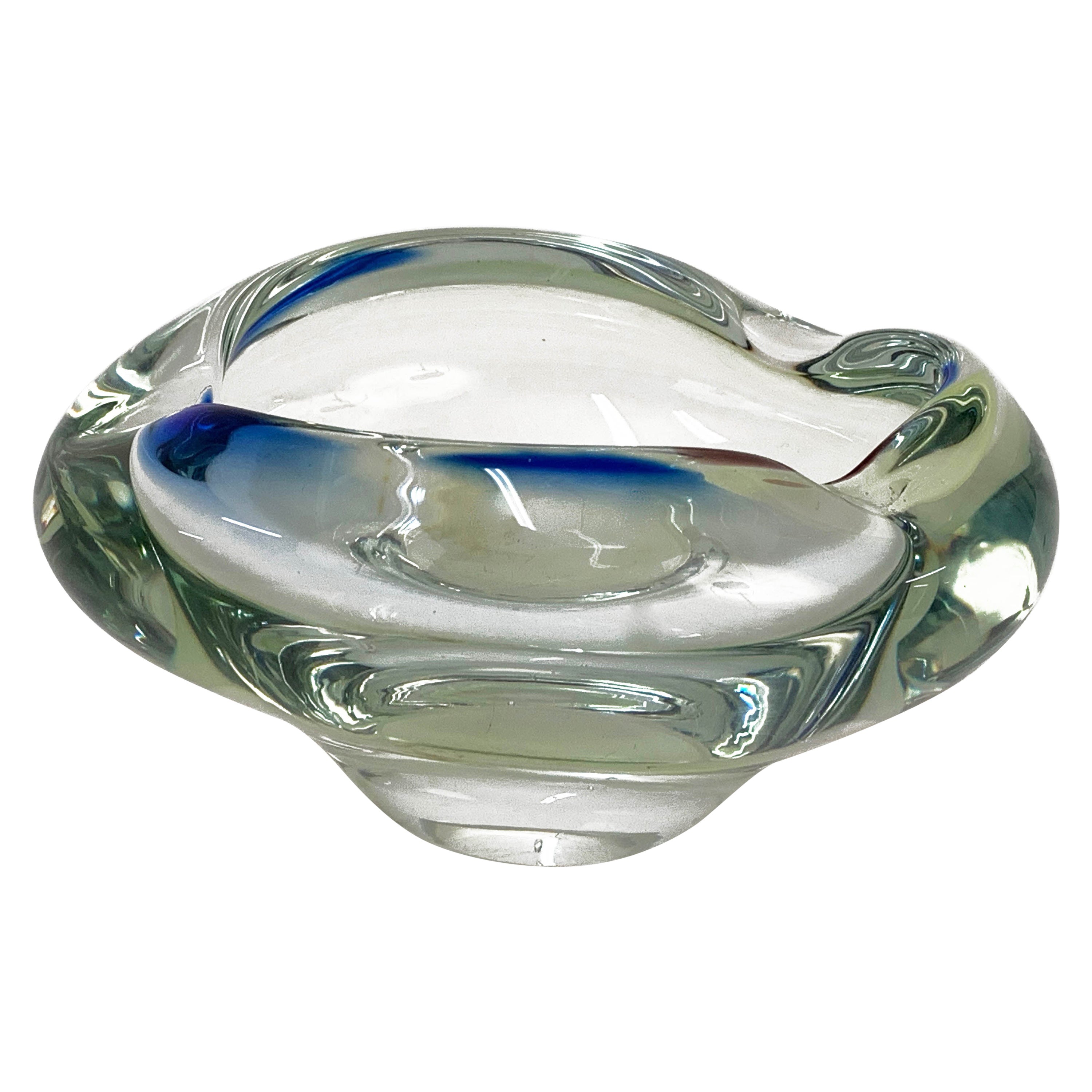 MidCentury Murano Glass Ashtray with 24k Yellow Gold Flecks at 1stDibs