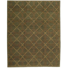  Luxury Savonnerie Wool Brown / Brown Area Rug 8'1"x9'8"