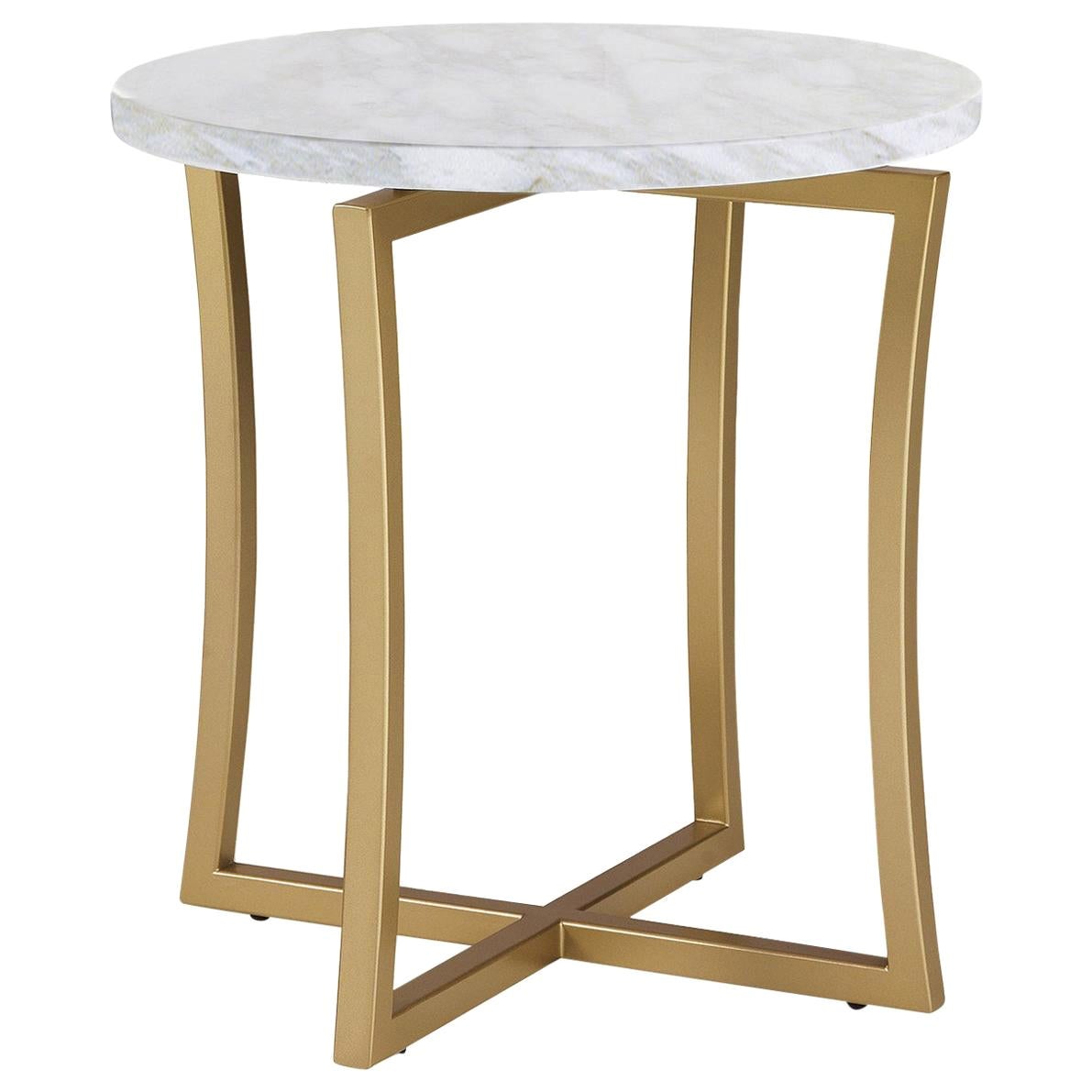 Table d'appoint basse en marbre Calcatta en vente