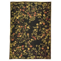 Luxury Aubusson Wool Black / Black Area Rug