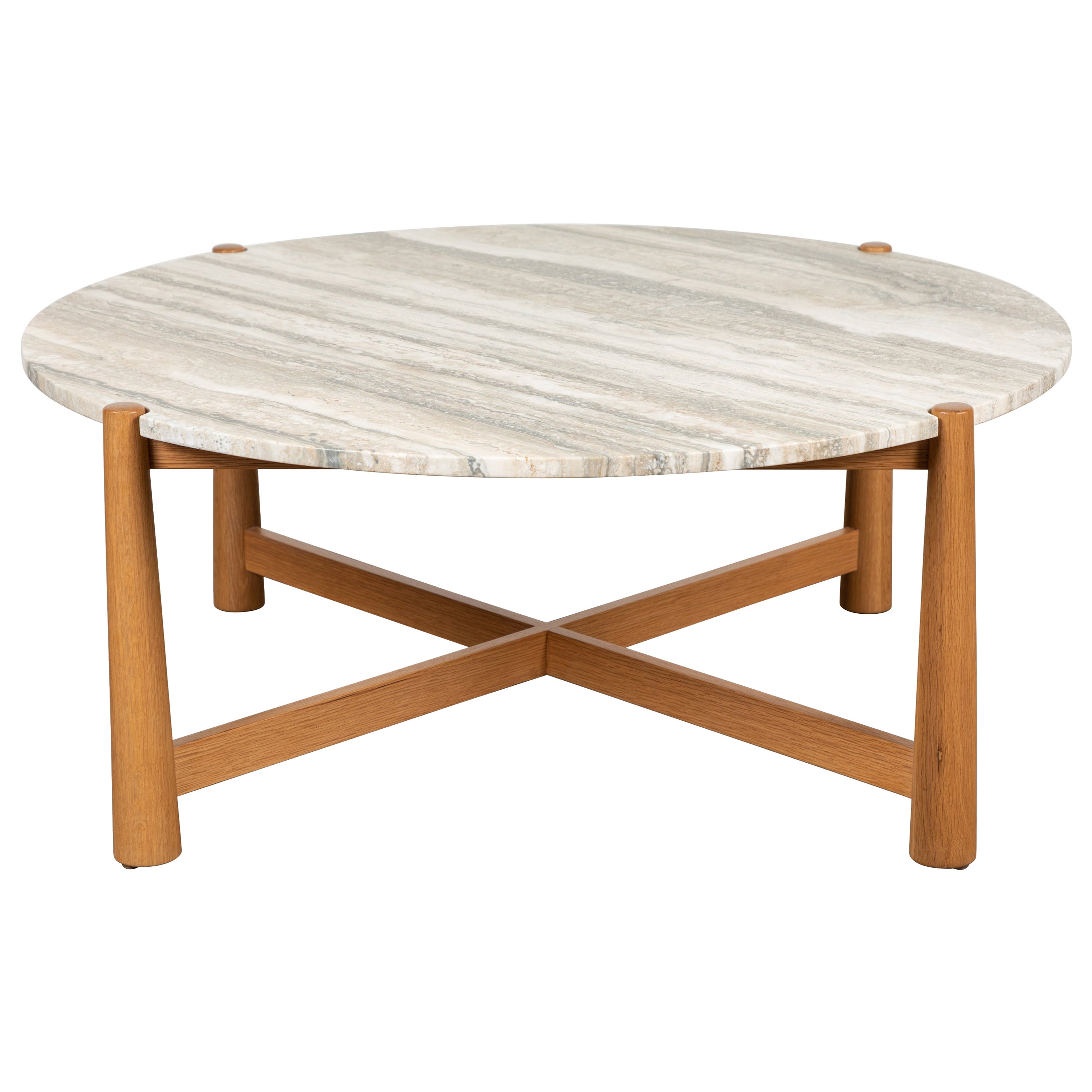 Indoor/Outdoor Travertine Round Bronson Coffee Table For Sale at 1stDibs