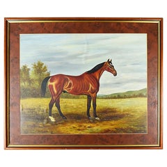 Large Traditional Equestrian Framed Horse Painting on Canvas
