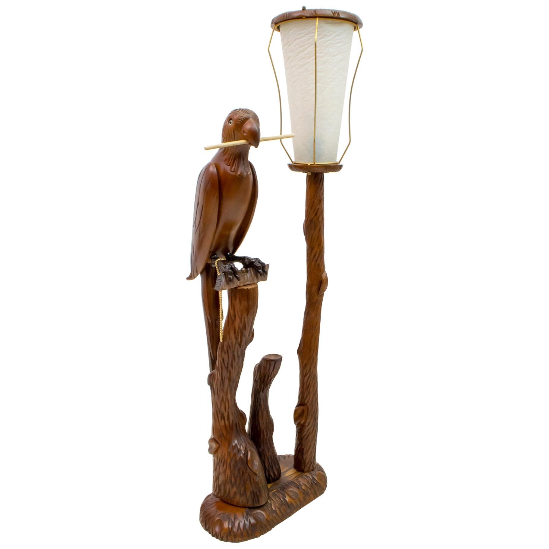 Aldo Tura Moderne italienische Papageien-Stehlampe aus der Jahrhundertmitte:: 1950er Jahre