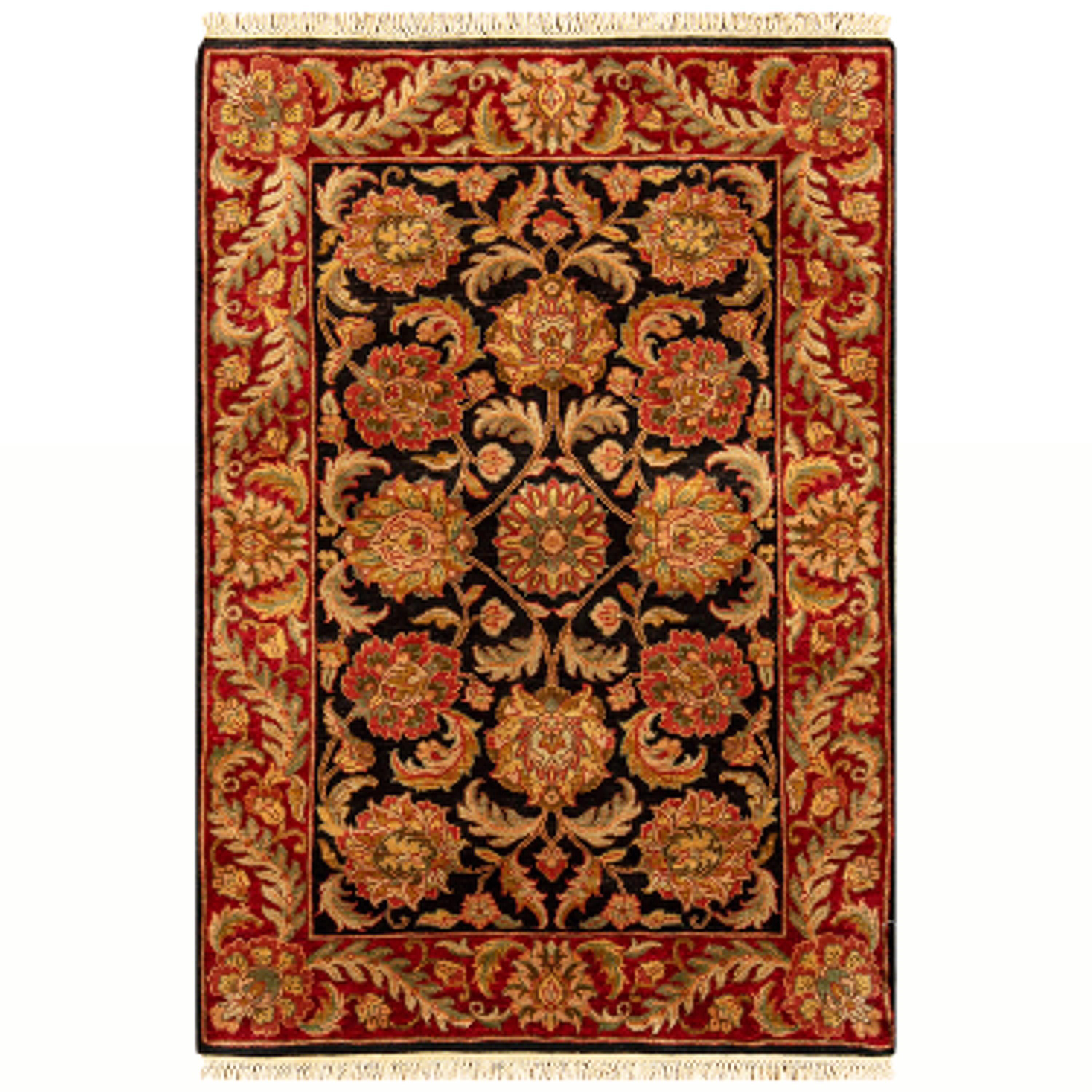 Traditional Handwoven Luxury Wool Black / Red Area Rug For Sale