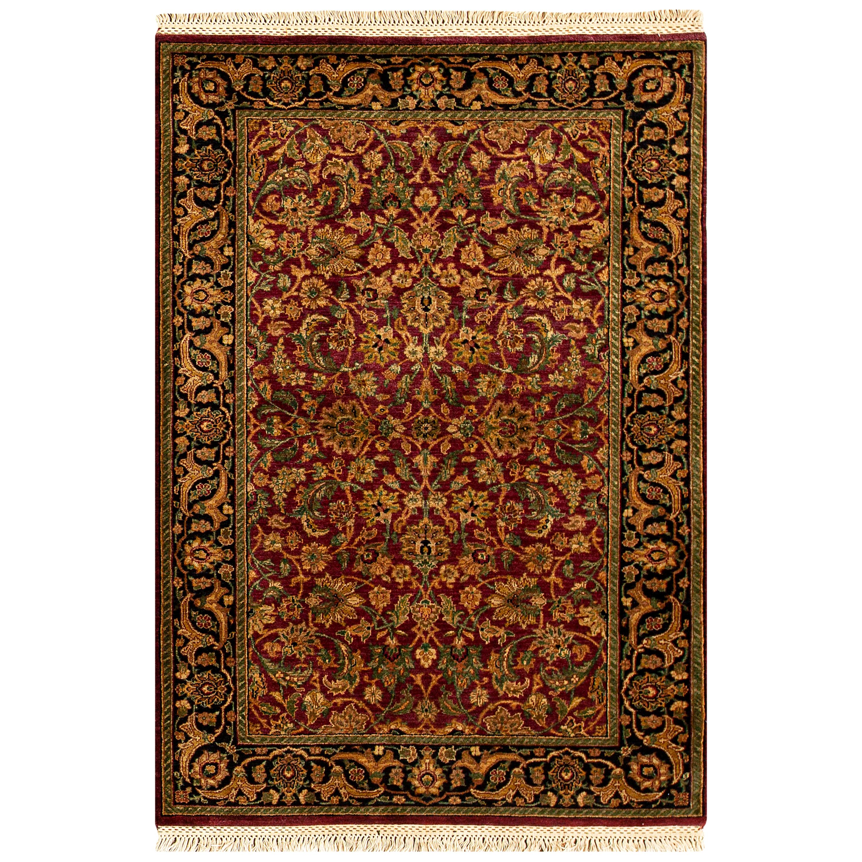  Tapis traditionnel de luxe en laine rouge/noir tissé à la main 4''1x6''1