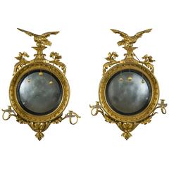Pair of Girandole Mirrors with Eagles and Candlearms