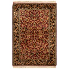  Traditioneller handgewebter luxuriöser roter / schwarzer Teppich aus Wolle 4''1x6''4