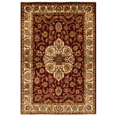 Alfombra tradicional tejida a mano en lana de lujo Rojo / Crema 4'x5'11