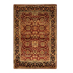  Traditioneller handgewebter luxuriöser roter / schwarzer Teppich aus Wolle 4x6''6
