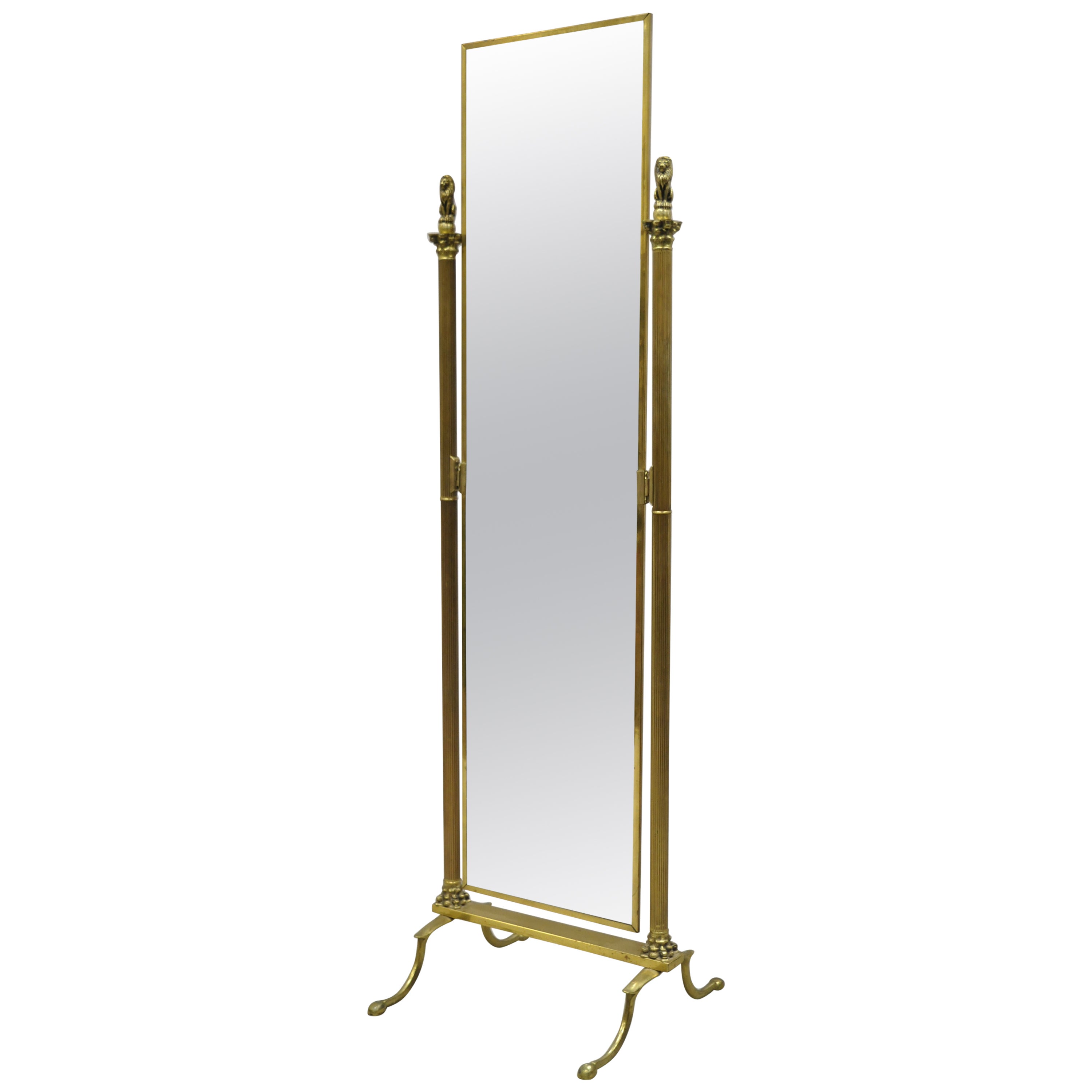 Vintage Italian Brass ThreeWay Folding Floor Mirror at 1stDibs
