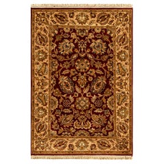 Traditioneller handgewebter luxuriöser roter / goldener Teppich aus Wolle 4''x5''10