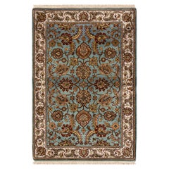 Traditional Handwoven Luxury Wool Light Blue / Ivory Area Rug