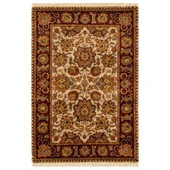 Traditional Handwoven Luxury Wool Ivory / Red Area Rug