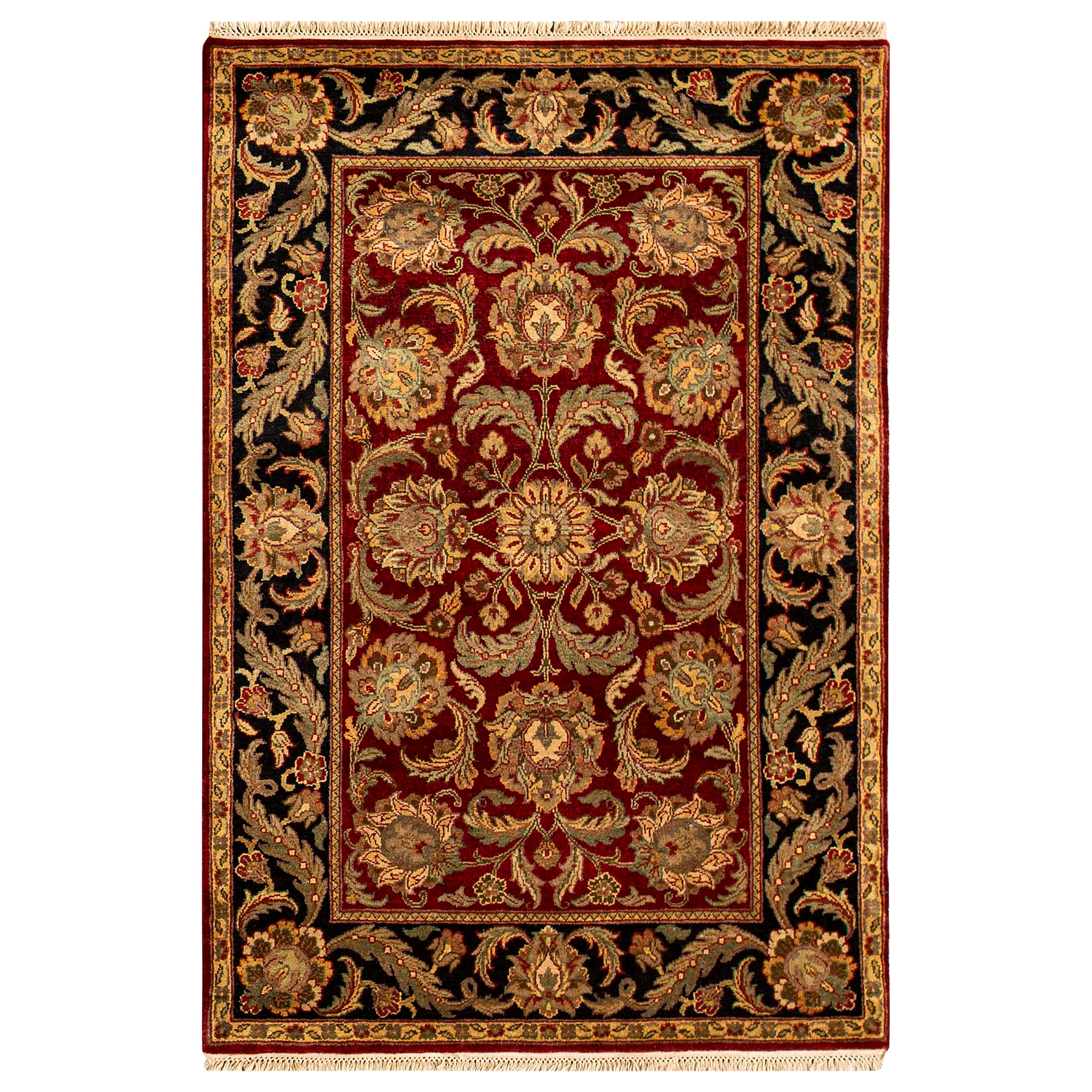 Traditional Handwoven Wool Red / Black Area Rug For Sale