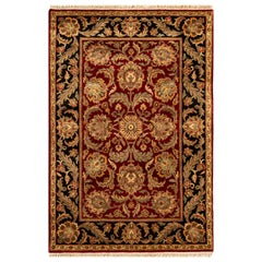 Traditioneller handgewebter roter / schwarzer Teppich aus Wolle 2''11x6''4