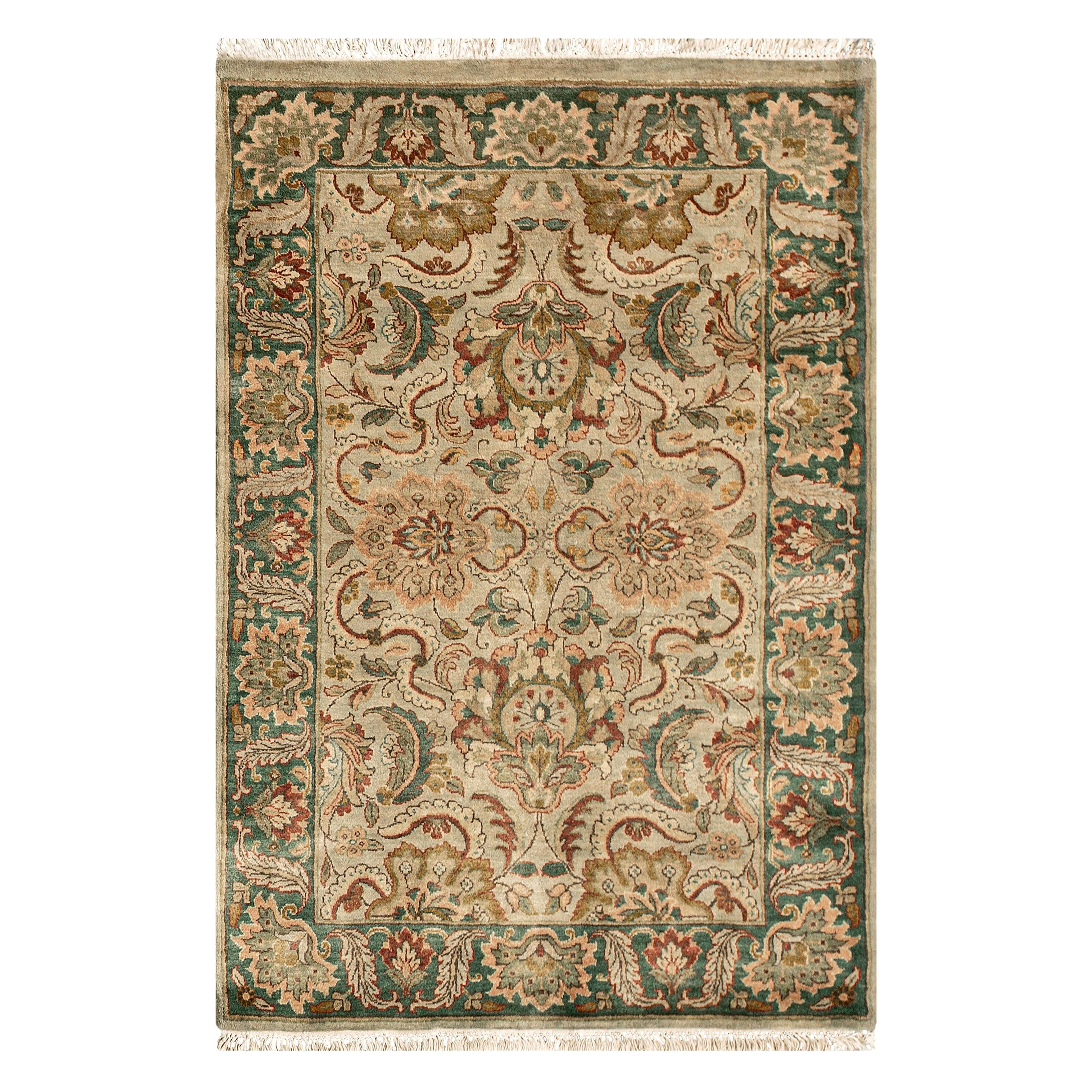 Hand Woven Luxury Wool Green / Green Area Rug For Sale