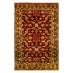 Handgewebter luxuriöser roter / goldener Teppich aus Wolle 3''11x5''9