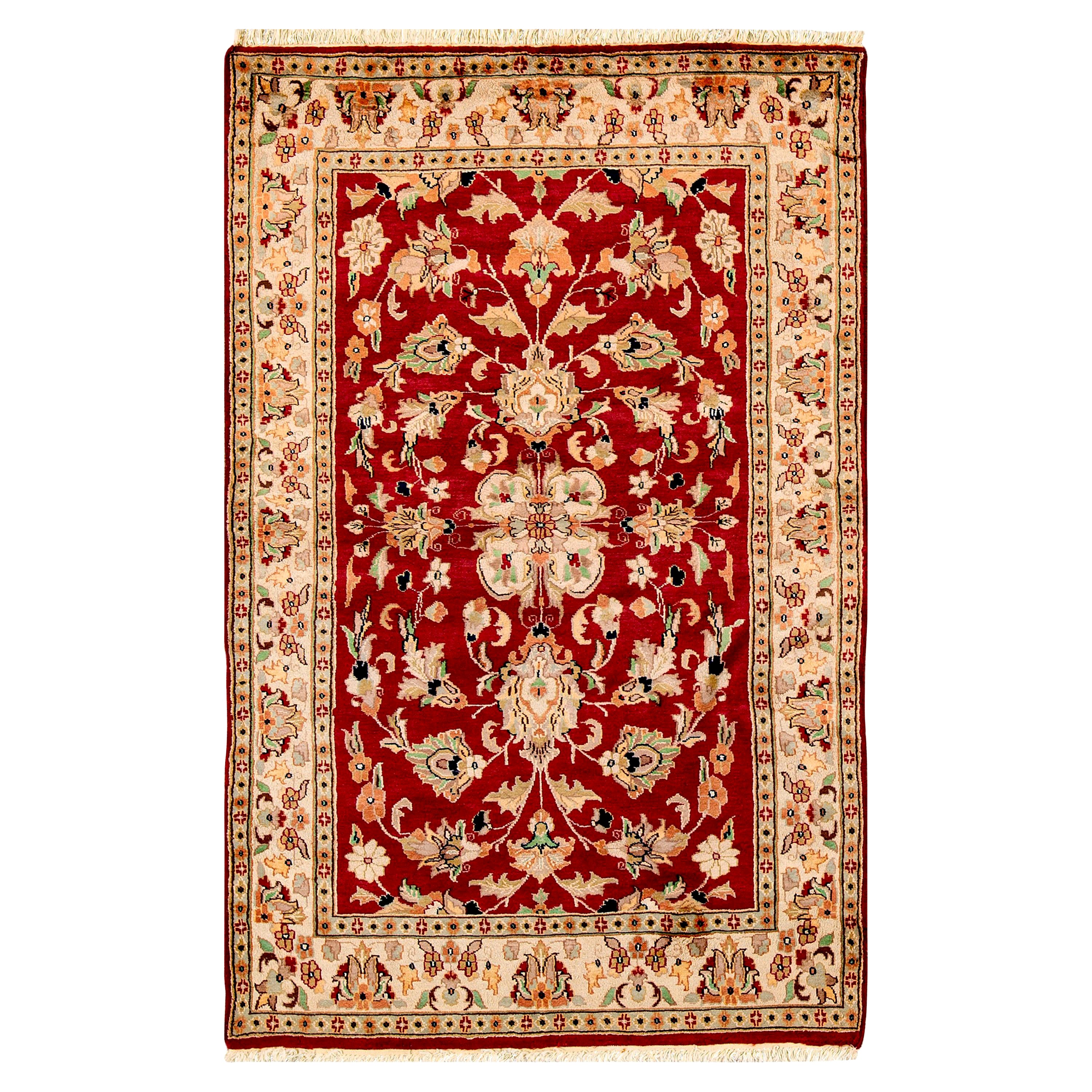 Hand Woven Luxury Kashan Red / Ivory Area Rug For Sale