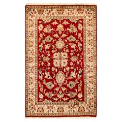 Handgewebter luxuriöser Kashan-Teppich in Rot / Elfenbein 4''x6''4